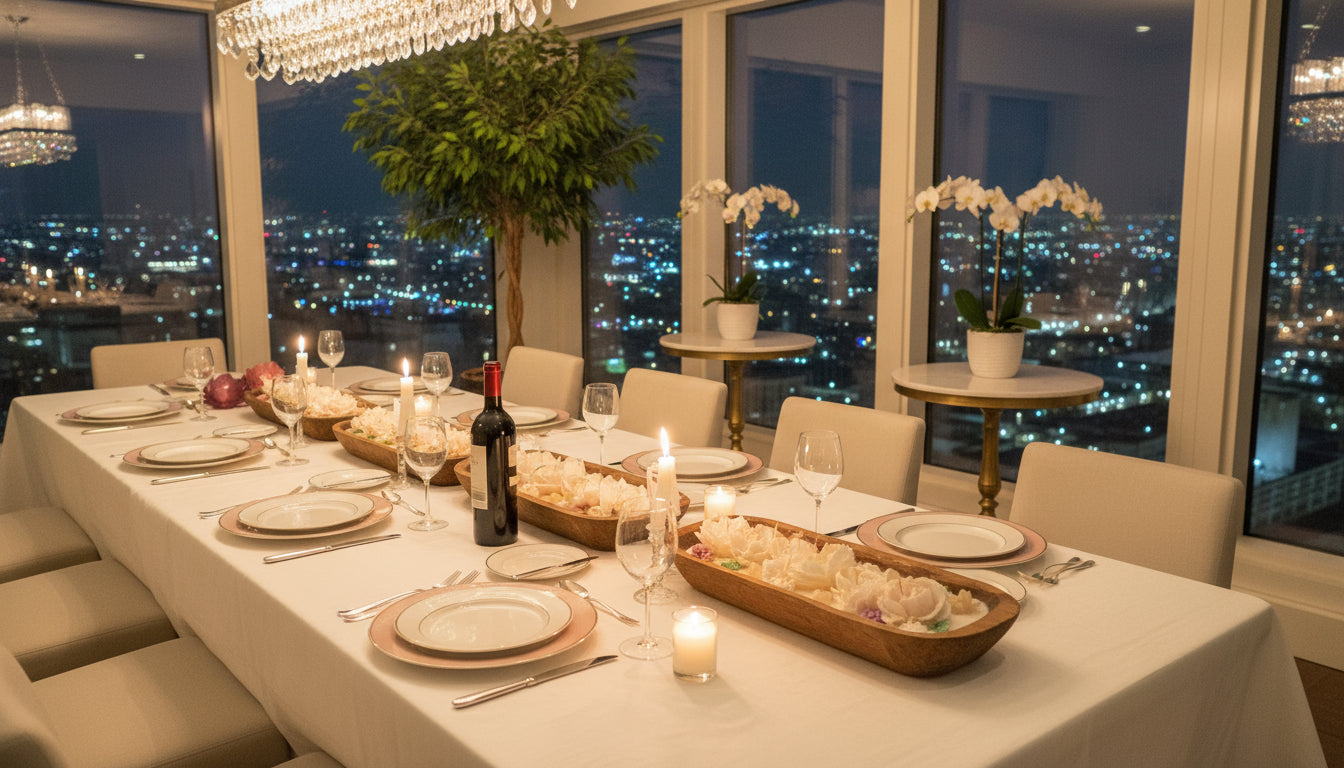 20-Inch Cremewood Floral Candlelight Centerpiece (Unscented)